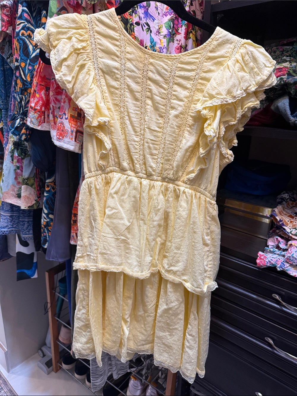 Yellow Ruffle Sleeve Kids Dress - Lightweight Summer Style